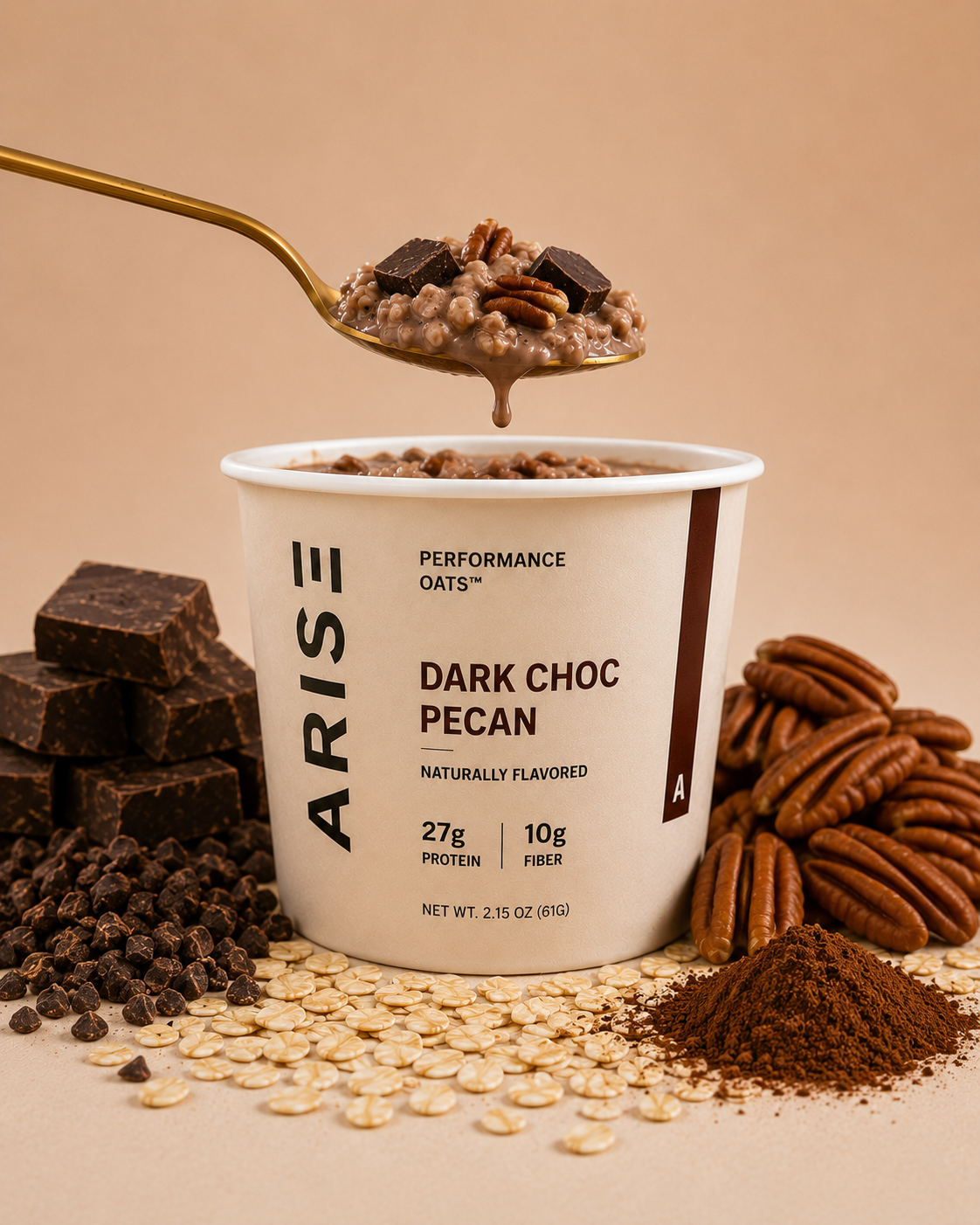 ARISE Dark Chocolate Pecan cup concept